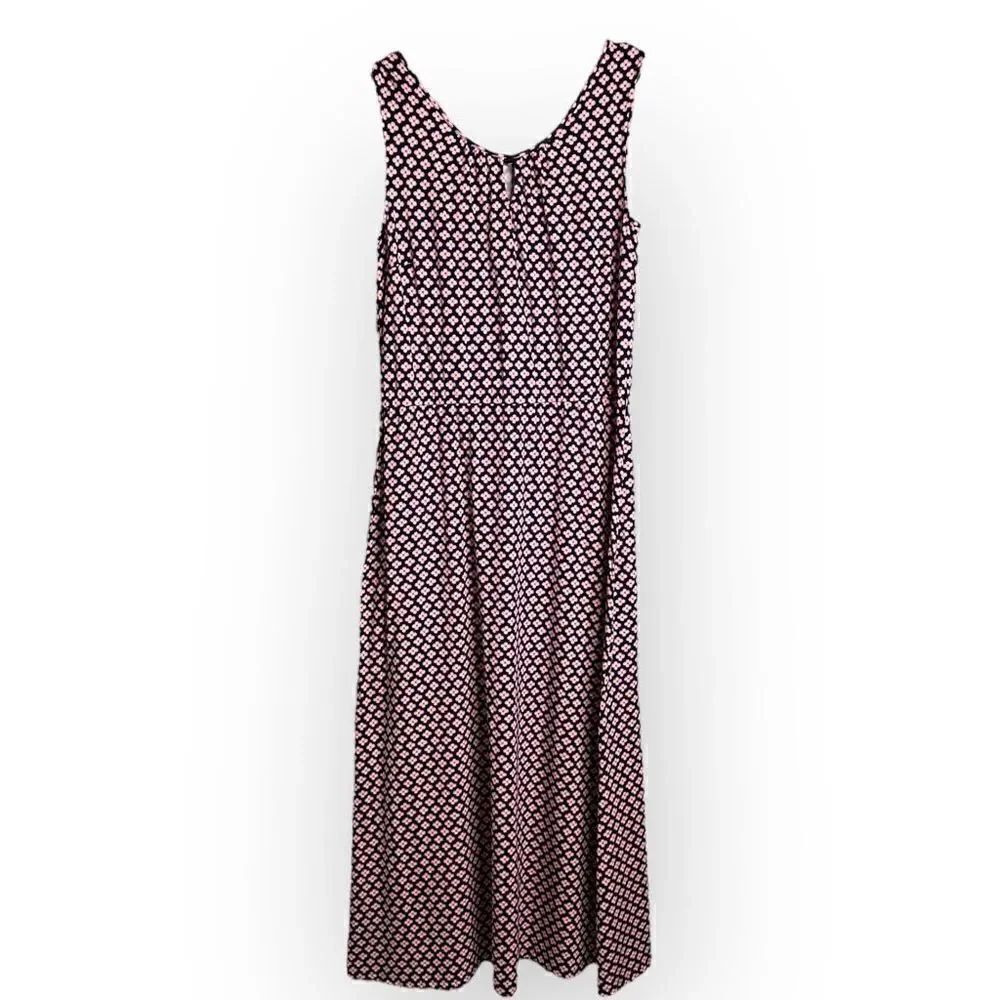 Talbots maxi sleeveless dress flower pattern blue & pink cotton/modal/spandex
